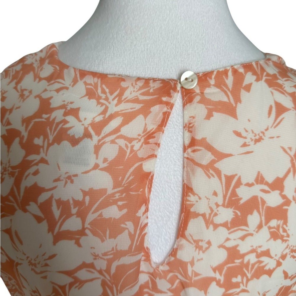 Japna Peach Floral Print V-Neck Tiered Ruffle Hem Sleeveless Dress Size M NWT - Picture 16 of 17